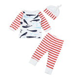 3 Piece Baby Blue Whale Shirt, Pants, and Hat Set - BeeBee Cakes