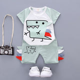 2 Piece Logan Dinosaur T-shirt and Shorts Set - BeeBee Cakes