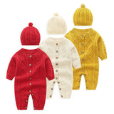 Pudcoco 2019 New 0-18M Kids Baby Boys Girls Warm Infant Romper Knit Solid Single Breasted Jumpsuit Clothes Sweater Outfit - BeeBee Cakes