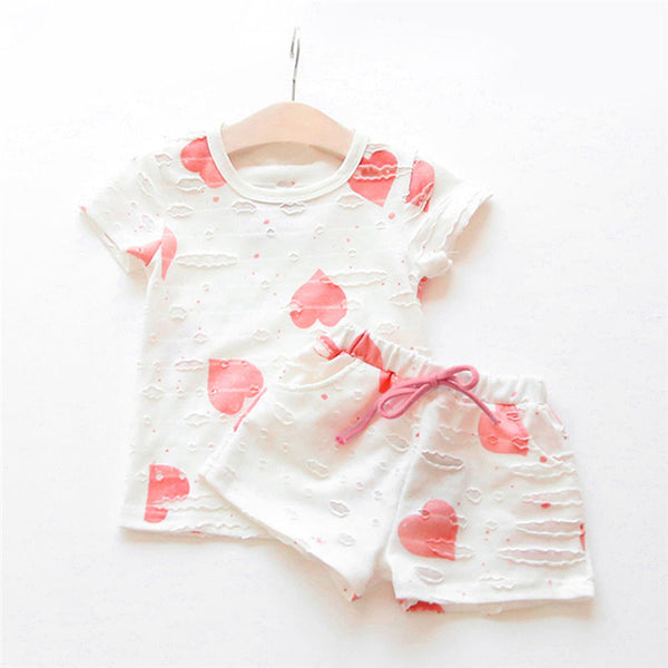 2 Piece Sweet Heart Distressed T-shirt and Shorts Set - BeeBee Cakes