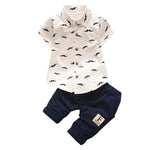 2 Piece Mustachio Little Man Baby Boy Collar Shirt and Shorts Set - BeeBee Cakes