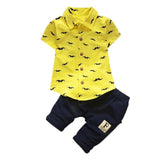 2 Piece Mustachio Little Man Baby Boy Collar Shirt and Shorts Set - BeeBee Cakes