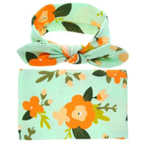 Newborn Baby Girl Headband and Matching Swaddle Blanket/Blanket Set - BeeBee Cakes