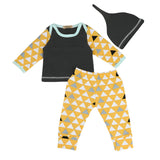 3 Piece Geometric Print Baby Boy Shirt, Pants, and Hat Set - BeeBee Cakes