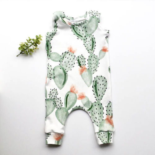 Newborn Toddler Baby Cartoon Cactus Boys Girls Bodysuit Jumpsuit Outfits Clothes - BeeBee Cakes