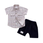 2 Piece Oliver Plaid Shirt and Shorts Set - BeeBee Cakes